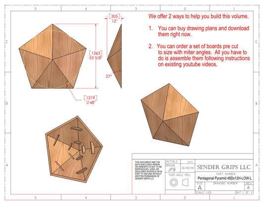 Pentagonal Pyramid Climbing Volume (Large)  48"(1219mm) dia. x 12"(305mm) Tall Plans