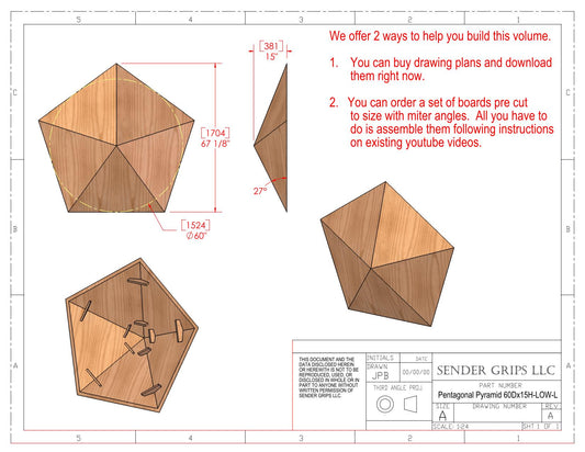 Pentagonal Pyramid Climbing Volume (X Large)  60"(1524mm) dia. x 15"(381mm) Tall Plans