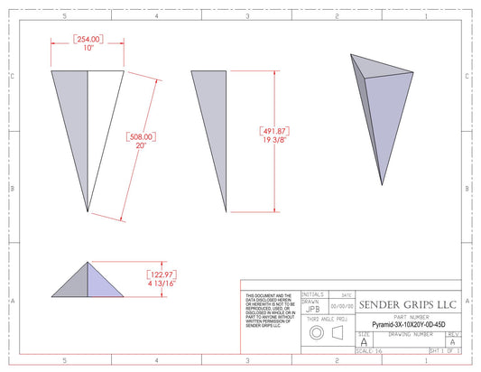 Plans for Triangular Pyramid - 10"(254mm) x 20"(508mm) Side Lengths x 4.8"(122mm) Tall-Pyramid-3X-10X20Y-0D-45D