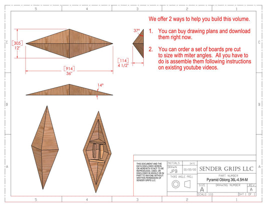 Pyramid Oblong Climbing Volume (Medium)  36"(914mm) long x 4.5"(114mm) Low Plans