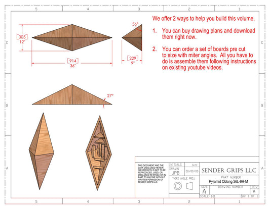 Pyramid Oblong Climbing Volume (Medium)  36"(914mm) long x 9"(229mm) Tall Plans