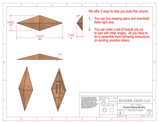 Pyramid Oblong Climbing Volume (Large)  48"(1219mm) long x 6"(152mm) Low Plans