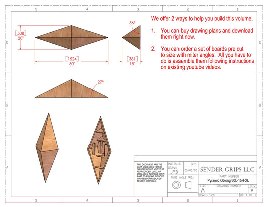 Pyramid Oblong Climbing Volume (X Large)  60"(1524mm) long x 15"(381mm) Tall Plans