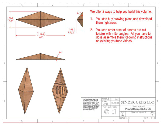 Pyramid Oblong Climbing Volume (X Large)  60"(1524mm) long x 7.5"(191mm) Low Plans