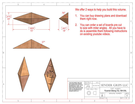 Pyramid Oblong Climbing Volume (XX Large)  72"(1829mm) long x 18"(457mm) Tall Plans