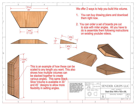 Stackable Slice Climbing Volume (Medium)  15 degree x 36"(914mm) long x 16"(406mm) Wide Plans