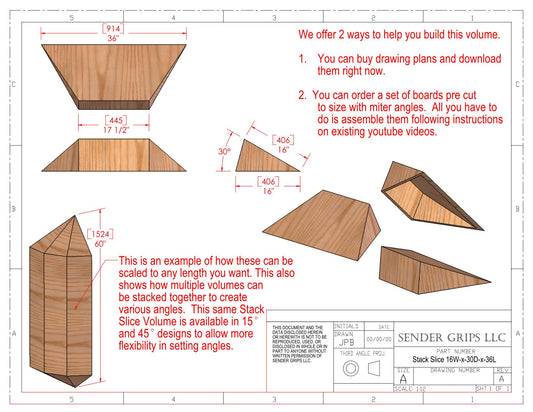 Stackable Slice Climbing Volume (Medium)  30 degree x 36"(914mm) long x 16"(406mm) Wide Plans
