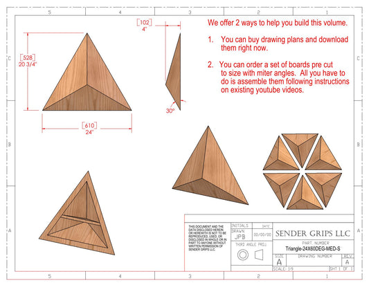 Triangular Pyramid Climbing Volume (Small)  24"(610mm) side x 60 deg Medium Height Plans