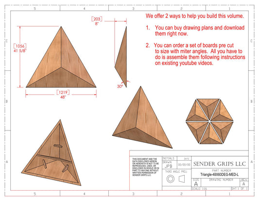 Triangular Pyramid Climbing Volume (Large)  48"(1219mm) side x 60 deg Medium Height Plans