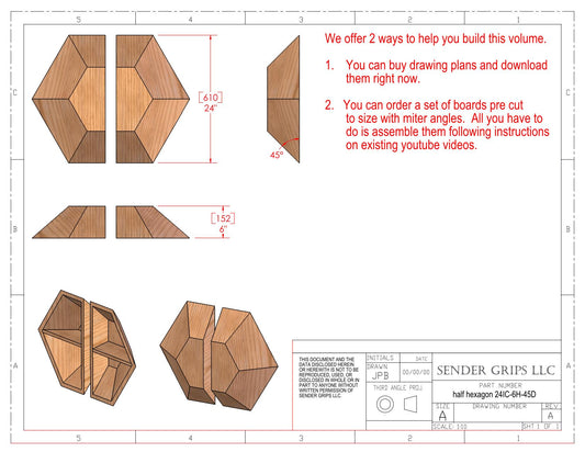 Split Hexagon Climbing Volume (Small)  24"(610mm) dia x 6"(152mm) Tall Plans