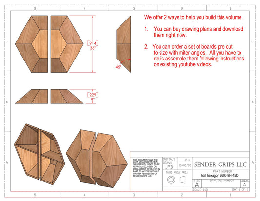 Split Hexagon Climbing Volume (Medium)  36"(914mm) dia x 9"(229mm) Tall Plans