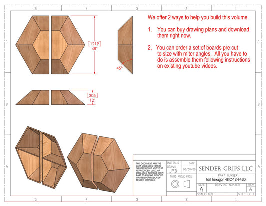Split Hexagon Climbing Volume (Large)  48"(1219mm) dia x 12"(305mm) Tall Plans