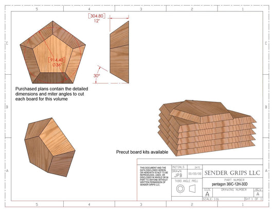 Pentagonal Flat Top Volume (Medium) 36"(914mm) Dia. x 12"(305mm) x 30 Deg sides  Plans